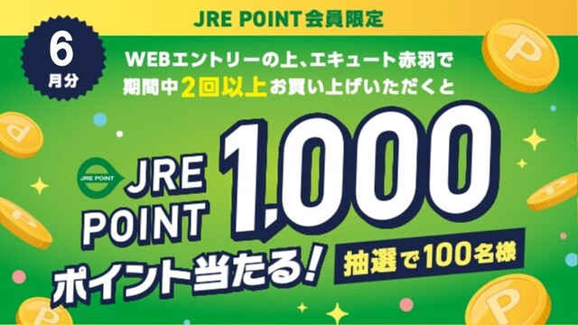 抽選でJRE POINT1,000ポイントプレゼント！