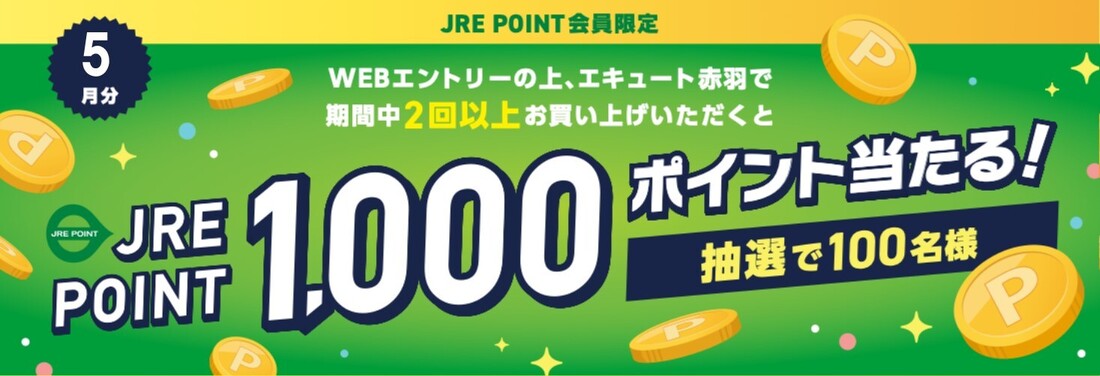 抽選でJRE POINT1,000ポイントプレゼント！