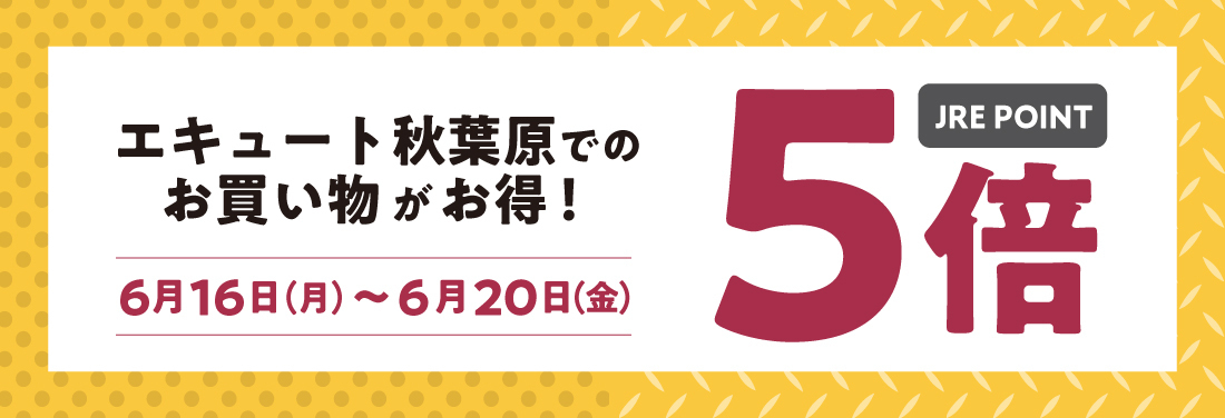 【エキュート秋葉原限定】JRE POINT 5倍キャンペーン