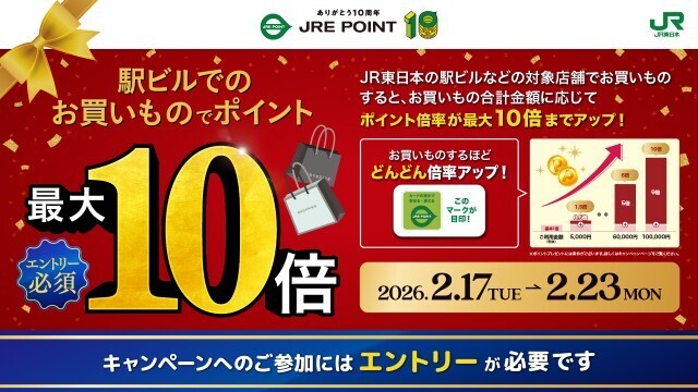 JRE POINT ポイント10周年第5弾！（WEBサイト登録カウンター実施中）